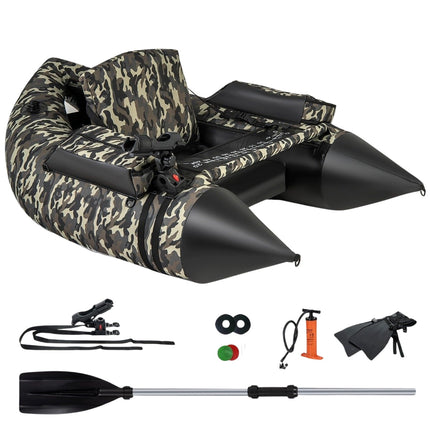 Inflatable Dinghy with Fins & Fish Ruler & Rod Holder Fishing Boat Camouflage