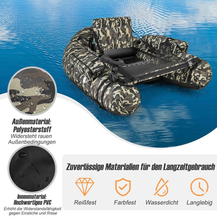 Inflatable Dinghy with Fish Ruler & Rod Holder & Paddle Fishing Boat Camouflage