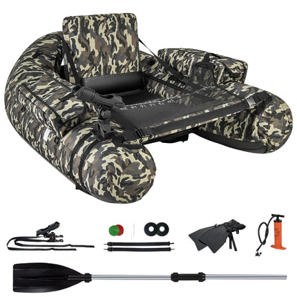 Inflatable Dinghy with Fish Ruler & Rod Holder & Paddle Fishing Boat Camouflage
