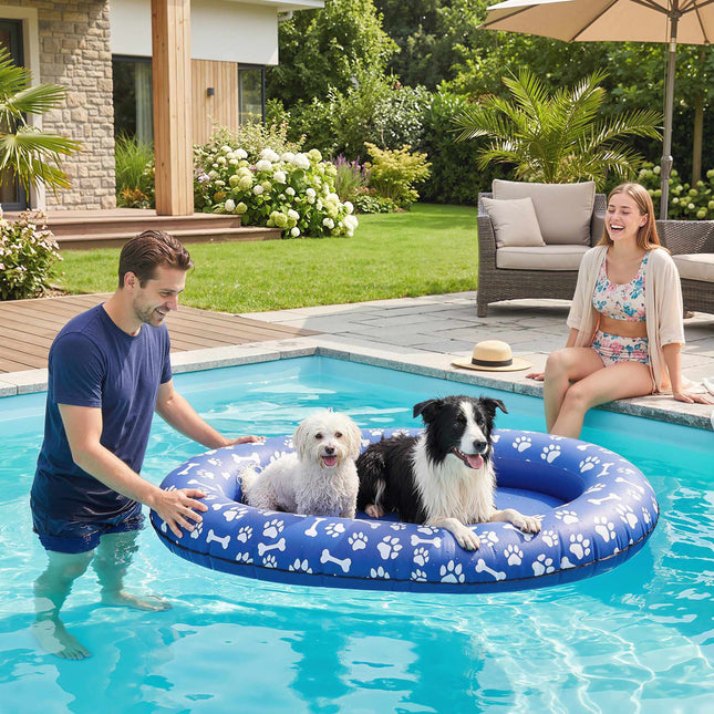 Inflatable Dog Pool Raft With Handles, 155x104cm, 40kg