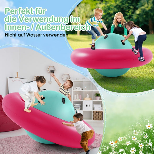 Inflatable Dome Seesaw for Kids 88" Rolling Kids Seesaw Pink + Green