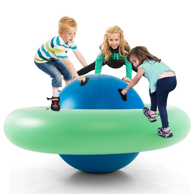 Inflatable Dome Seesaw for Kids 88" Rolling Seesaw Green + Blue