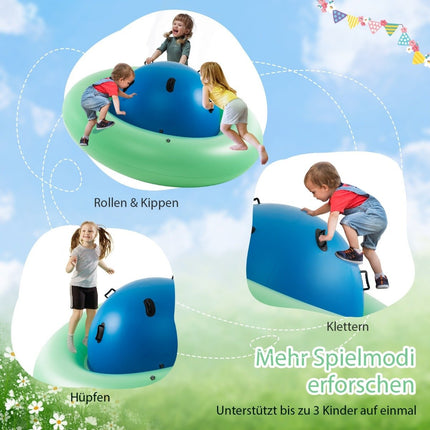 Inflatable Dome Seesaw for Kids 88" Rolling Seesaw Green + Blue