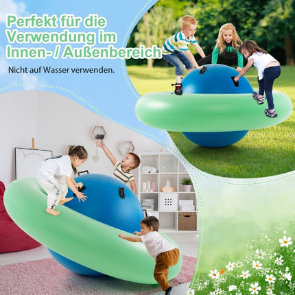 Inflatable Dome Seesaw for Kids 88" Rolling Seesaw Green + Blue
