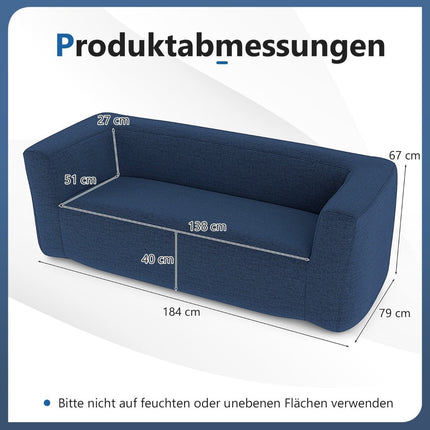 Inflatable Double Sofa with Removable Cover, Blue, 138 cm
