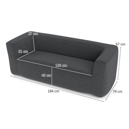 Inflatable Double Sofa with Removable Cover, Grey, 138cm