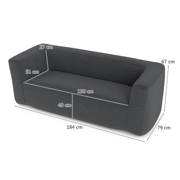 Inflatable Double Sofa with Removable Cover, Grey, 138cm