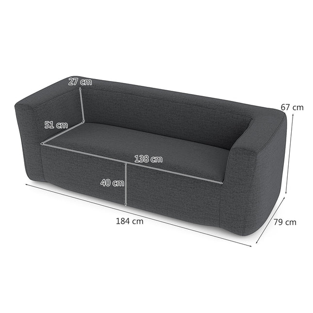 Opblaasbare tweepersoonsbank met afneembare hoes, grijs, 138 cm
