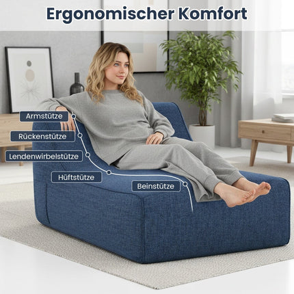 Inflatable Ergonomic Lounge Chair with Removable Cover, Blue