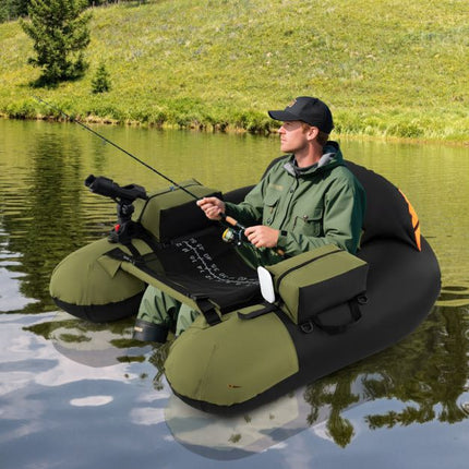 Inflatable Fishing Boat With Rod Holder, Paddle, Fins