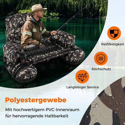 Inflatable Fishing Boat with Paddle & Rod Holder, 150kg Capacity