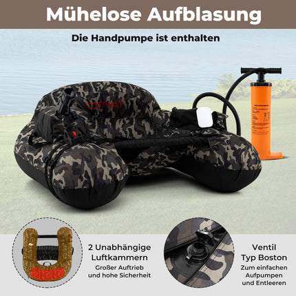 Inflatable Fishing Boat with Rod Holder & Paddle