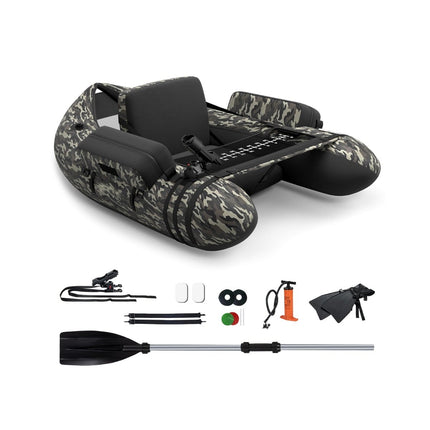 Inflatable Fishing Float Tube with Adjustable Backrest, 135x109x54 cm