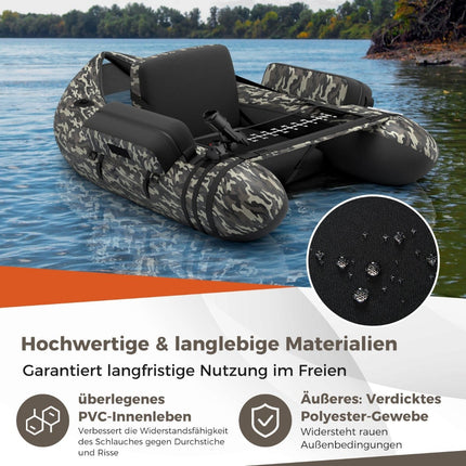 Inflatable Fishing Float Tube with Adjustable Backrest, 135x109x54 cm