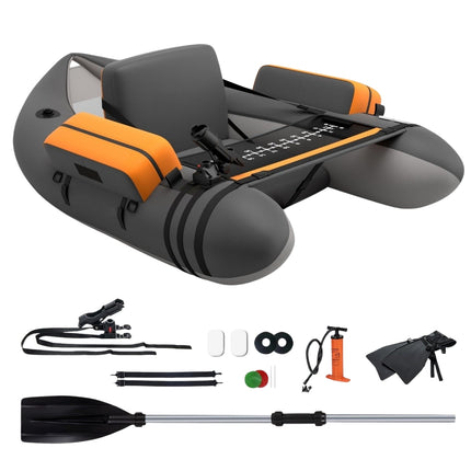 Inflatable Fishing Float Tube with Adjustable Backrest, 135x109x54 cm, Gray