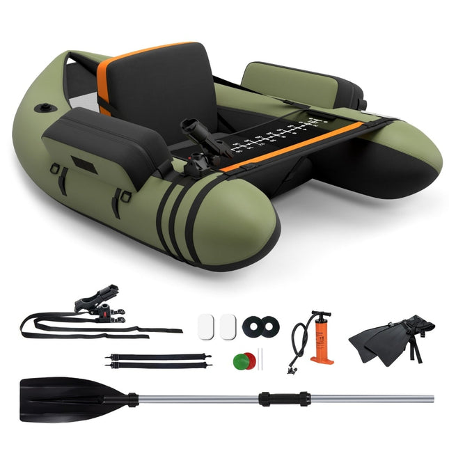 Opblaasbare visboot met verstelbare rugleuning, 135x109x54 cm, groen
