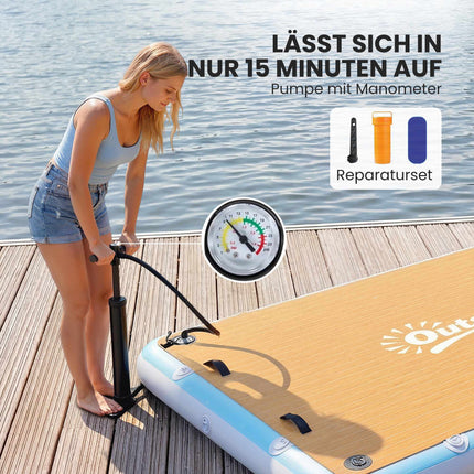 Inflatable Floating Platform, Non-Slip Deck, 4–6 Person Capacity