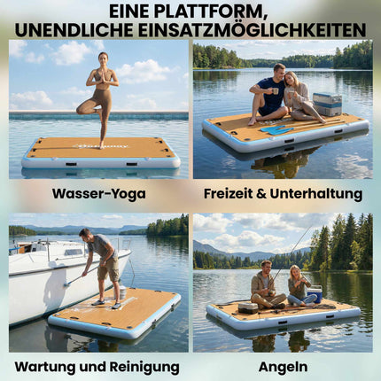 Inflatable Floating Platform, Non-Slip Deck, 4–6 Person Capacity