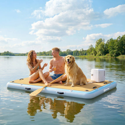 Inflatable Floating Platform, Non-Slip Deck, 4–6 Person Capacity