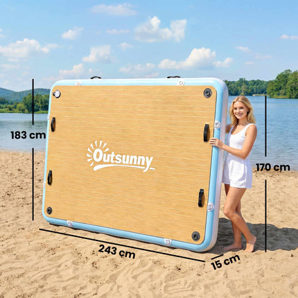 Inflatable Floating Platform, Non-Slip Deck, 4–6 Person Capacity