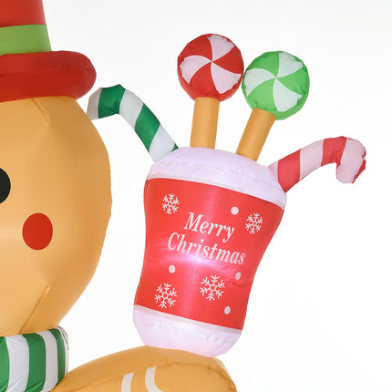 Inflatable Gingerbread Man with LED Lights, 235cm