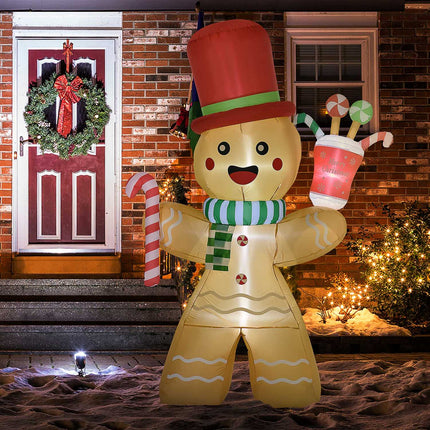 Inflatable Gingerbread Man with LED Lights, 235cm