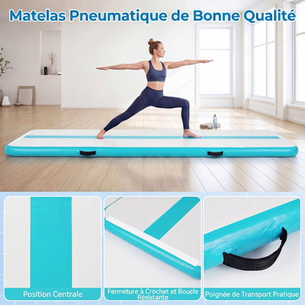 Inflatable Gymnastics Mat with Electric Pump, Green