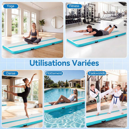 Inflatable Gymnastics Mat with Electric Pump, Green