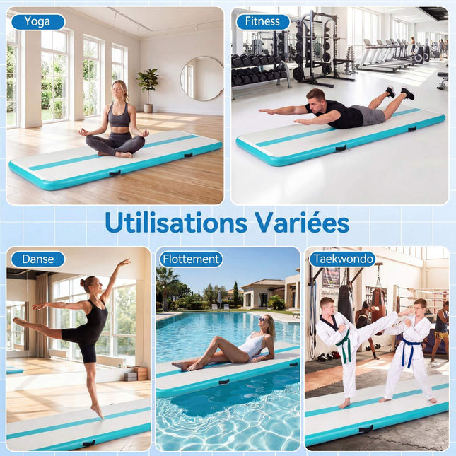 Inflatable Gymnastics Mat with Electric Pump, Green