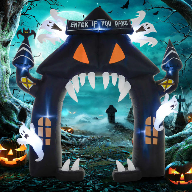 Inflatable Halloween Archway, 4 Ghosts, LED, 3m