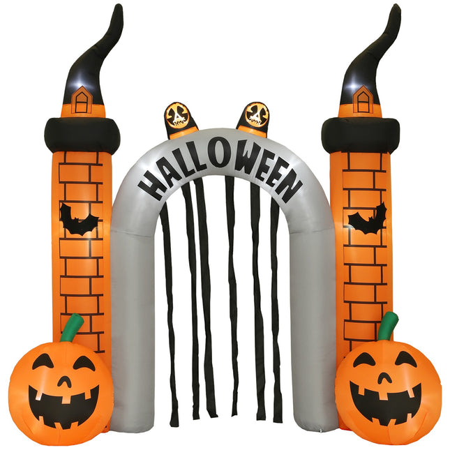 Inflatable Halloween Archway, Pumpkin Design, LEDs, Stakes
