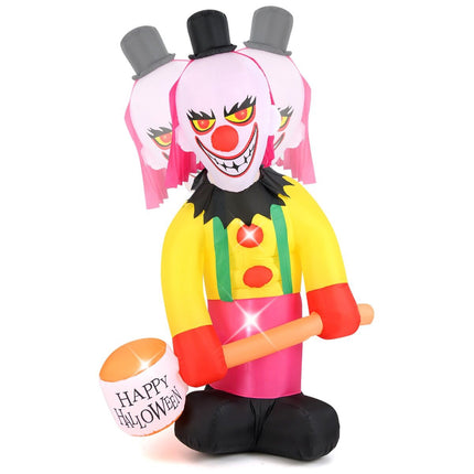 Inflatable Halloween Clown with LED Lights and Flashing Eyes, 180 x 240 cm
