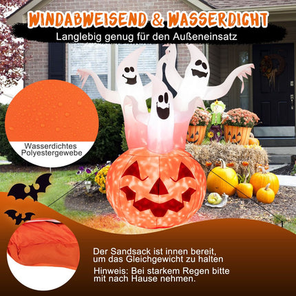 Inflatable Halloween Ghosts With Pumpkin, LED, 182 cm
