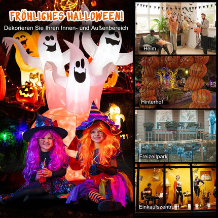 Inflatable Halloween Ghosts With Pumpkin, LED, 182 cm