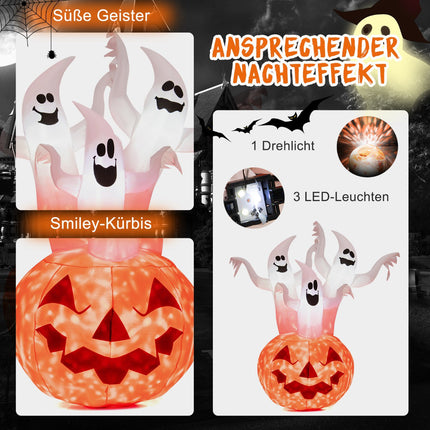 Inflatable Halloween Ghosts With Pumpkin, LED, 182 cm