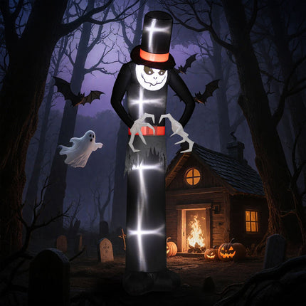Inflatable Halloween Ghost with Hat, 5 LED Lights, 306cm