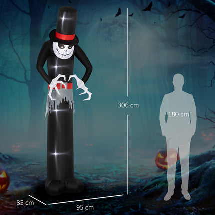 Inflatable Halloween Ghost with Hat, 5 LED Lights, 306cm