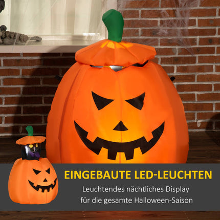 Inflatable Halloween Pumpkin with Cat, LED Lights, 76x64x115cm
