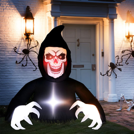 Inflatable Halloween Reaper with LED Lights and Blower