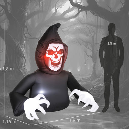 Inflatable Halloween Reaper with LED Lights and Blower
