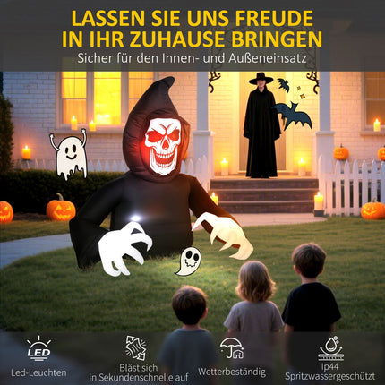 Inflatable Halloween Reaper with LED Lights and Blower