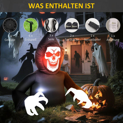 Inflatable Halloween Reaper with LED Lights and Blower