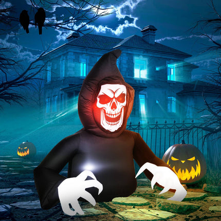 Inflatable Halloween Reaper with LED Lights and Blower