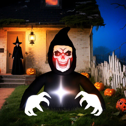 Inflatable Halloween Reaper with LED Lights and Blower