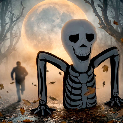 Inflatable Halloween Skeleton with LED Lights, 210T Polyester