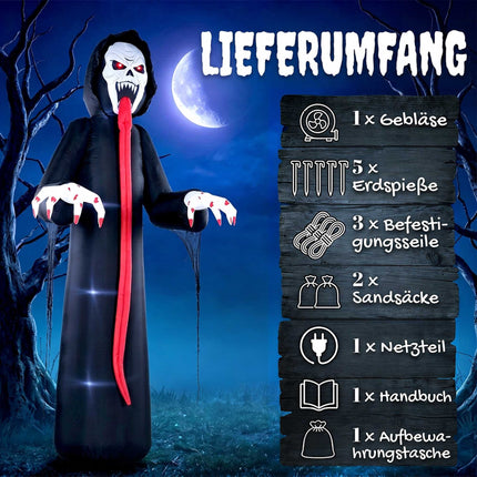 Inflatable Halloween Skeleton with LED Lights, 310 cm
