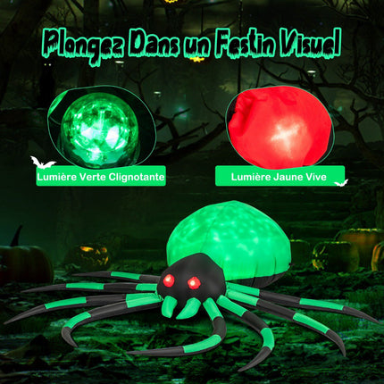 Inflatable Halloween Spider, Rotating LED Lights, 200cm