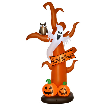 Inflatable Halloween Tree With Ghost, Pumpkin, LEDs, 2.7m