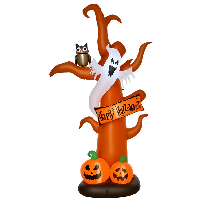 Inflatable Halloween Tree With Ghost, Pumpkin, LEDs, 2.7m