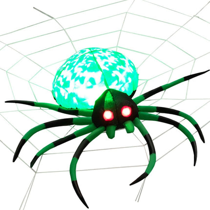 Inflatable Halloween spider with spider web spider with rotating LED light